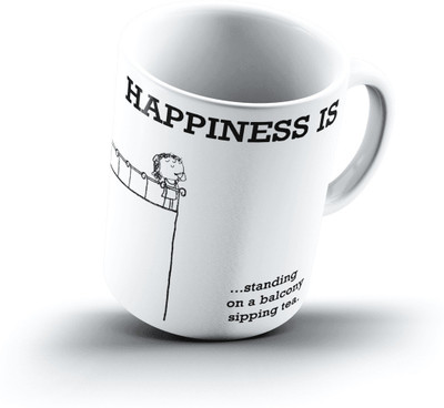 

Ucard Happiness Is1694 Bone China, Ceramic, Porcelain Mug(325 ml), Multicolor