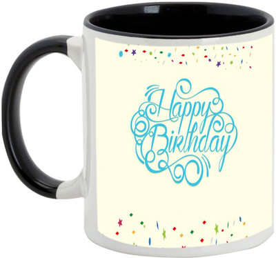 

AllUPrints Happy Birthday Friend Ceramic Mug(325 ml), Black