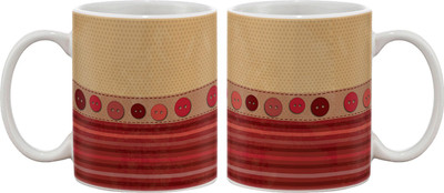 

Artifa Fabric And Buttons Design Porcelain, Ceramic Mug(350 ml), Multicolor