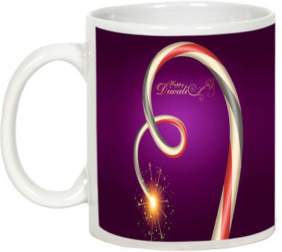 

AllUPrints Gifts For Diwali - Laughters And Smiles On Deepawali Ceramic Mug(325 ml), White