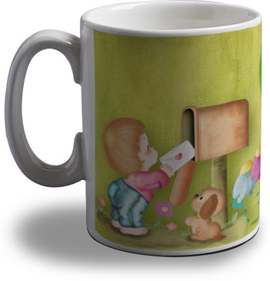 

Artifa Cute Kid Posting Letter Porcelain, Ceramic Mug(350 ml), Multicolor