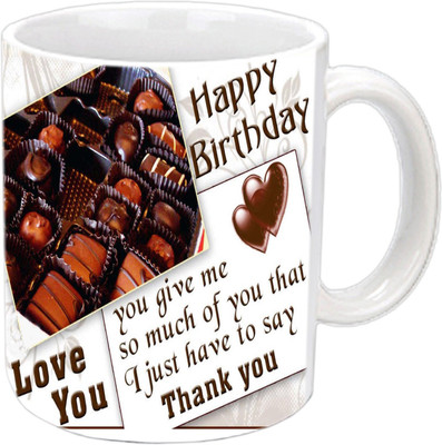 

Raj Laxmi Happy chocolatey B'day White Ceramic Ceramic Mug(3.5 ml)