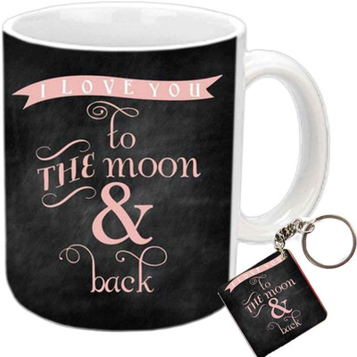 

Raj Laxmi love to moon valentine white Ceramic Mug(403 ml)