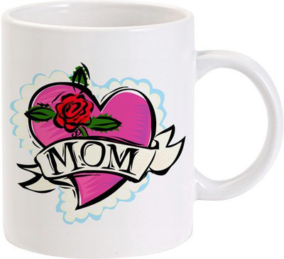 Lolprint MOM Pink Heart Red Rose Ceramic Coffee Mug(325 ml) Lolprint MOM Pink Heart Red Rose Ceramic Coffee Mug(325 ml)