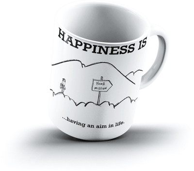 

Ucard Happiness Is1086 Bone China, Ceramic, Porcelain Mug(325 ml), Multicolor
