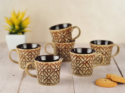 

Buono Casa SWCM610 Porcelain(Brown, Pack of 6)