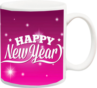 

ME&YOU Happy New year Gifts Pink Sparkles Printed Ceramic Mug(325 ml), Multicolor
