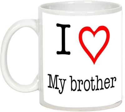 

AllUPrints Gift For Rakhi - I Love Brother Ceramic Mug(325 ml), White