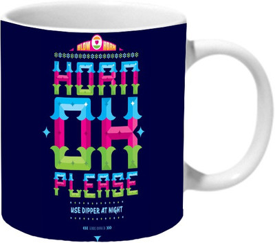 

Mooch Wale Horn Ok Please Ceramic Mug(325 ml), Multicolor