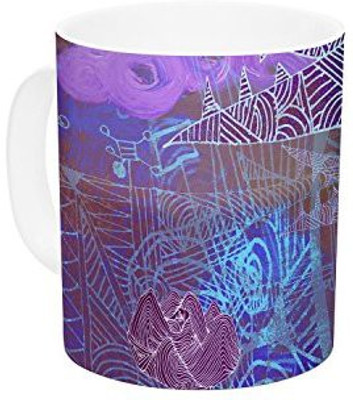 

Kess InHouse InHouse Marianna Tankelevich Abstract with Wolf Purple Illustration Ceramic Coffee, 11 oz, Multicolor Ceramic Mug(60 ml)