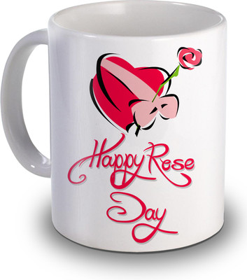 

SKY TRENDS Happy Rose Day Gifts For Valentine's Ceramic Mug(350 ml), White