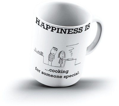 

Ucard Happiness Is1374 Bone China, Ceramic, Porcelain Mug(325 ml), Multicolor