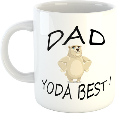 Deeher Gifts Dad Yoda Best Ceramic Mug(350 ml), Multicolor