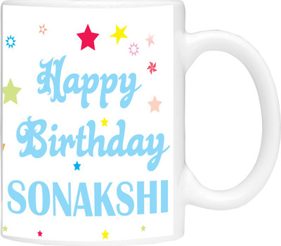 

Simbright sonakshi birthday blue Ceramic Mug(350 ml), White
