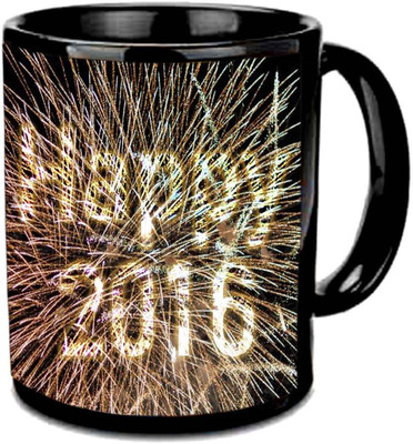 

Raj Laxmi New year fire crackers black cup Ceramic Mug(350 ml)