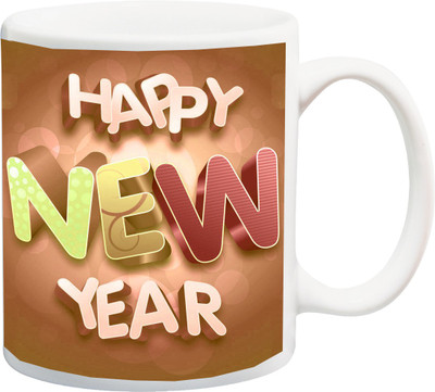 

ME&YOU Bautifule Printed Happy New Year Gifts Ceramic Mug(325 ml), Multicolor