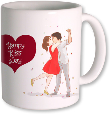 

PhotogiftsIndia Happy Kiss Day With Heart Coffee Ceramic Mug(350 ml), White