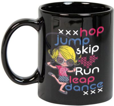 

Prithish Hop Jump Skip Black Ceramic Mug(330 ml), Multicolor