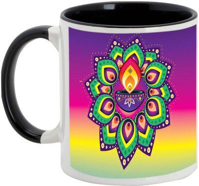

AllUPrints Deepawali Gifts - Enjoy The Spirit Of Diwali Ceramic Mug(325 ml), Black