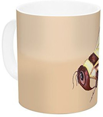 

Kess InHouse InHouse Catherine Holcombe Bee Happy Beige Ceramic Coffee, 11 oz, Multicolor Ceramic Mug(60 ml)