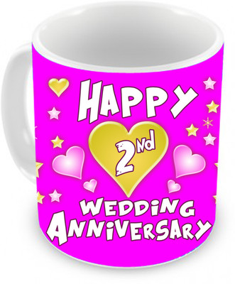 

Tied Ribbons Gift for 2st Happy Anniversary Ceramic Mug(350 ml), White