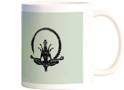 Rangeele Inkers Alien Meditation Ceramic Mug(300 ml), Multicolor