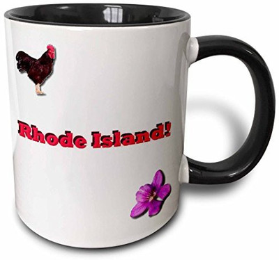

3dRose mug_38056_4 Rhode Island Two Tone Black, 11 oz, Black/White Ceramic Mug(60 ml), Multicolor