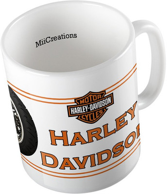 MiiCreations Printed Harley Davidson Ceramic Mug(325 ml), Multicolor