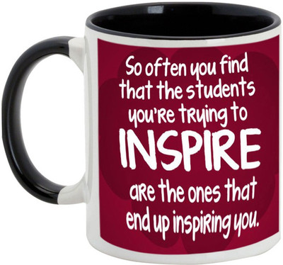 

AllUPrints Teacher Inspire Us Ceramic Mug(325 ml), Black