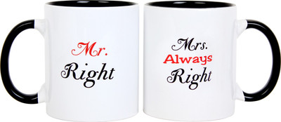 

Floweraura Mrs Always Right Ceramic Mug(350 ml, Pack of 2), Multicolor