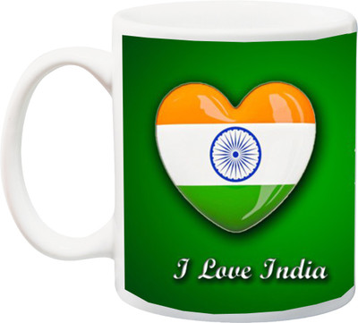 

ME&YOU Republic Day;26 January Republic's Day.s I LOVE INDEA printed Ceramic Mug(325 ml), Multicolor