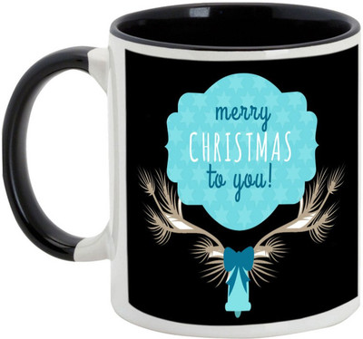 

AllUPrints Prosperous Merry Christmas Ceramic Mug(325 ml), Black