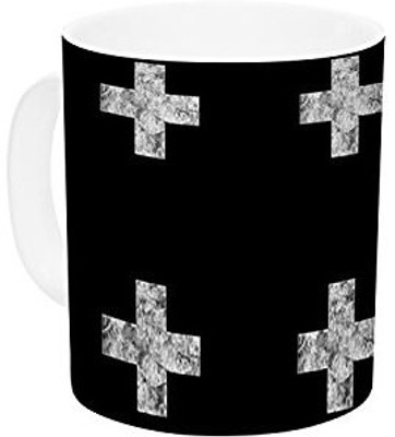 

Kess InHouse InHouse Skye Zambrana Swiss Cross Black Simple Dark Ceramic Coffee, 11 oz, Multicolor Ceramic Mug(60 ml)