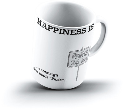 

Ucard Happiness Is1131 Bone China, Ceramic, Porcelain Mug(325 ml), Multicolor