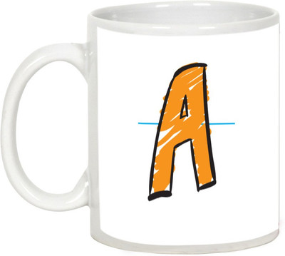 

AllUPrints Colorful Handwritten Alphabet Letters "A" Ceramic Mug(325 ml), White