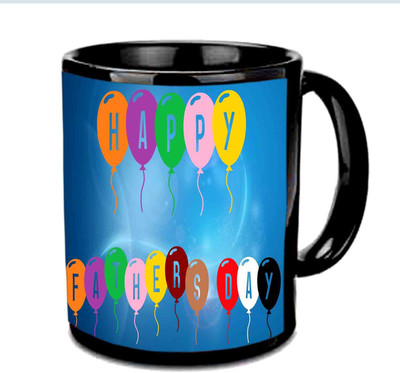 

Raj Laxmi Colorful Font On Balloons Fathers Day Wishes Multicolor Ceramic Mug(350 ml), Black