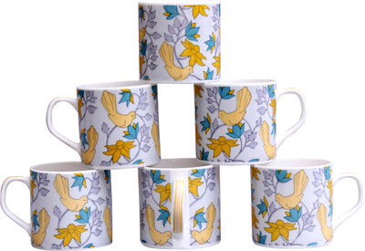 

Pearl Bird-6 Cups Set Bone China(Multicolor, Pack of 6)