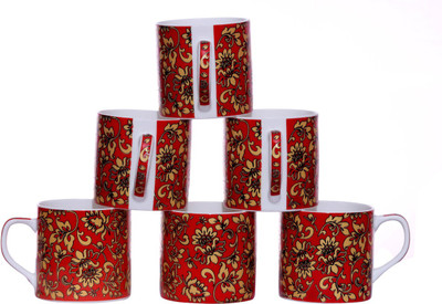 

Pearl Pooja-81 Bone China(Red, Pack of 6)