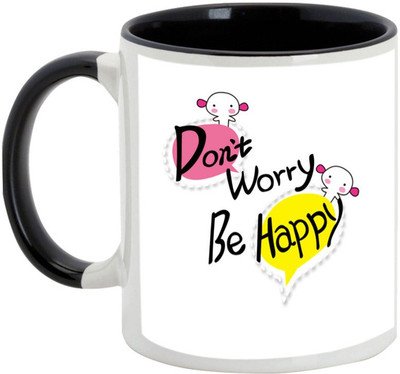 

AllUPrints Boyfriend/Girlfriend Gifts - Don't Worry Be Happy Ceramic Mug(325 ml), Black