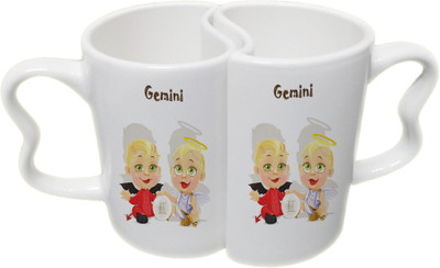 

Ucard Gemini and Gemini Zodiac Sign Valentines Day Couple Bone China, Ceramic, Porcelain Mug(325 ml), Multicolor