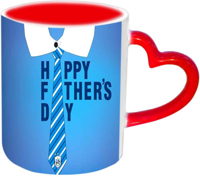 

Raj Laxmi Lovely Design Fathers Day Wishes Red Heart Handle Ceramic Mug(350 ml)