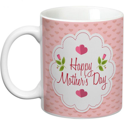 

Prithish Happy Mother's Day Floral with Hearts Design 4 Ceramic Mug(330 ml), Multicolor