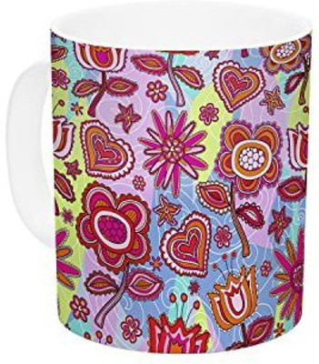 

Kess InHouse InHouse Julia Grifol My Folk Flowers Ceramic Coffee, 11 oz, Multicolor Ceramic Mug(60 ml)