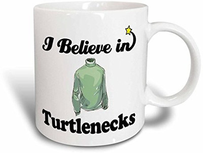 

3dRose I Believe in Turtlenecks Ceramic, 15 oz, White Ceramic Mug(60 ml), Multicolor