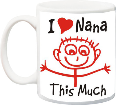 

ME&YOU Gift for Grandpa/Grandfather On Anniversary/Special Occasion;I Love Nana This Much Printed Ceramic Mug(325 ml), Multicolor