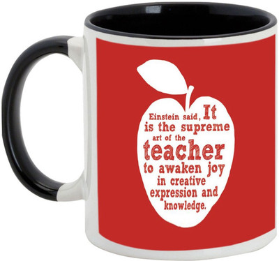 

AllUPrints Teachers Day Gifts - Teacher To Awaken Joy Ceramic Mug(325 ml), Black