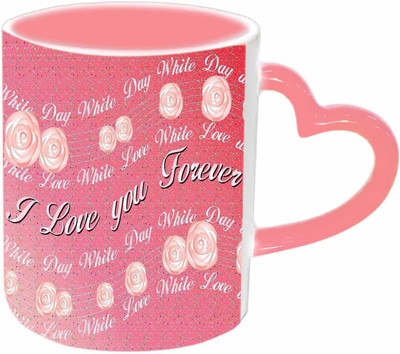 

Raj Laxmi love forever pink handle valentine Ceramic Mug(350 ml)