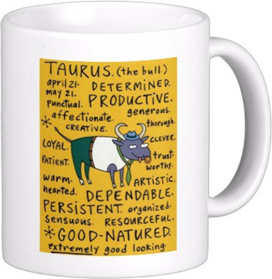 

Exoctic Silver Zodiac Signs Zxc Taurus Ceramic Mug(300 ml), Multicolor