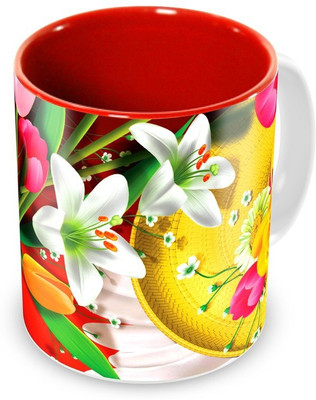 

Tuelip Beautiful flowers hat Printed For Tea And Coffee Ceramic Mug(350 ml), Multicolor