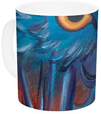 Kess InHouse InHouse Padgett Mason Hoot Ceramic Coffee, 11 oz, Multicolor Ceramic Mug(60 ml)